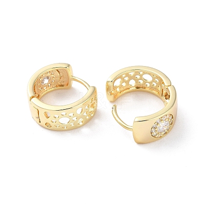 Brass Micro Pave Cubic Zirconia Hoop Earrings EJEW-P259-01G-1