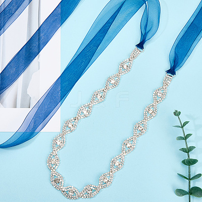 Metal Full Crystal Rhinestone Horse Eye Bridal Waist Belts for Wedding Dress AJEW-WH20080-65B-S-1