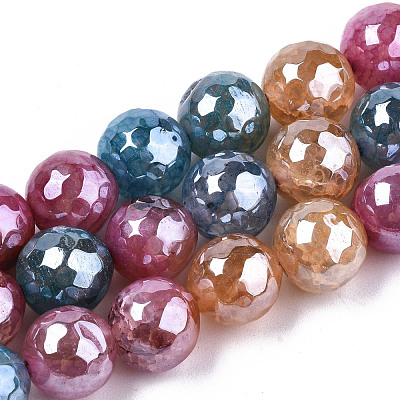 Electroplate Natural Agate Beads Strands G-T131-55-12-1