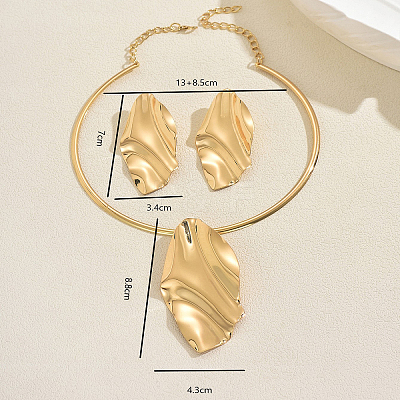 Iron Leaf Pendant Choker & Stud Earring Sets for Women HA2719-1