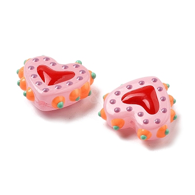 Painted Glass Beads Bumpy Beads Heart X-LAMP-V001-07C-1