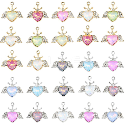 20Pcs 2 Colors UV Plating Alloy Mixed Color Glass Rhinestone Pendants FIND-YW0011-17-1