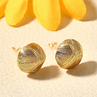 Brass Half Round Stud Earrings EJEW-Z083-01G-1