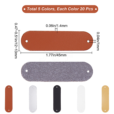 100Pcs 5 Colors Imitation Leather Sew on Patches DIY-GF0005-17-1