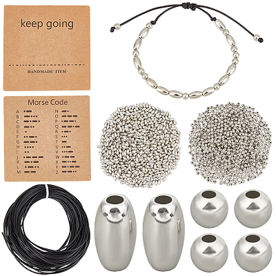 DIY Morse Code Beaded Bracelet Necklace Making Kit DIY-SC0024-46A-1
