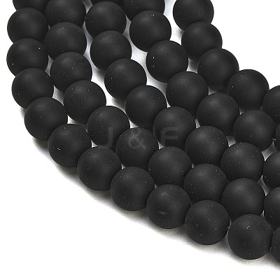 Natural Brazil Black Onyx(Dyed & Heated) Beads Strands G-Z024-01B-8mm-01-1