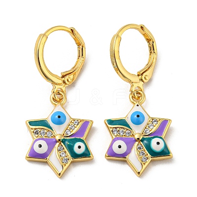 Golden Brass Dangle Leverback Earrings EJEW-A033-19G-01-1