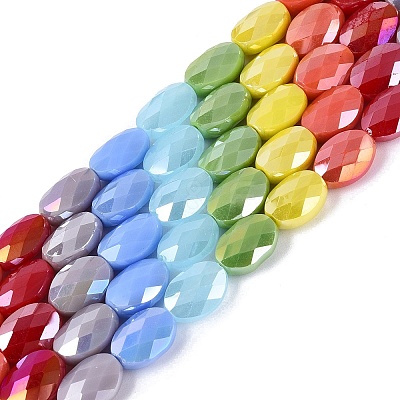 Electroplate Opaque Glass Beads Strands EGLA-Q135-8x11MM-02A-1
