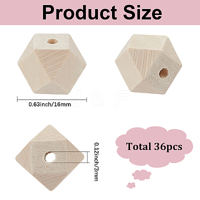 36Pcs Wood Beads WOOD-SP0001-51B-1