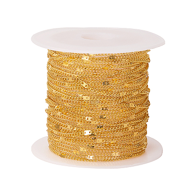 Soldered Brass Coated Iron Curb Chains CH-CJ0001-01A-G-1