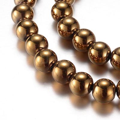 Electroplate Magnetic Synthetic Hematite Bead Strands G-A165A-8mm-03-1