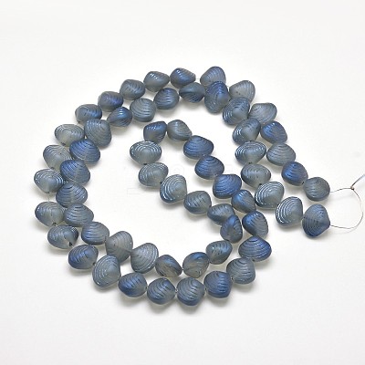 Frosted Electroplate Glass Shell Beads Strands EGLA-M002-B01-1