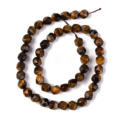 Faceted Natural Tiger Eye Beads Strands G-K066-01-8mm-1