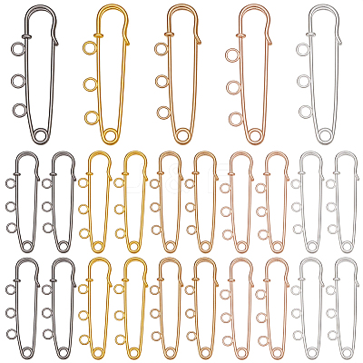 25Pcs 5 Colors Iron Brooch Findings FIND-SP0006-11-1