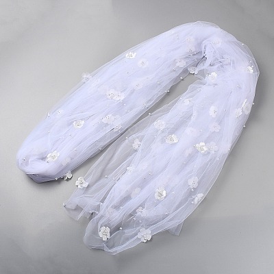 Polyester with Plastic Pearl Flower Lace Table Runner AJEW-WH0481-135-1
