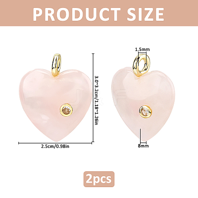 2Pcs Natural Rose Quartz Pendants G-FH0002-76B-1