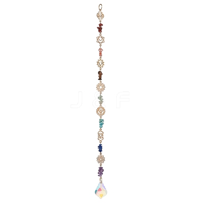 Chakra Natural & Synthetic Gemstone Chip Hanging Suncatchers HJEW-JM02361-1