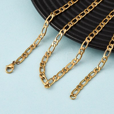 4MM 304 Stainless Steel Figaro Chain Necklaces NJEW-P338-02G-1