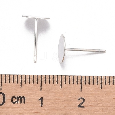 925 Sterling Silver Flat Pad  Stud Earring Findings STER-K167-045F-S-1