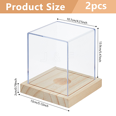 Acrylic Baseball Display Cases with Wooden Base ODIS-WH0081-16-1