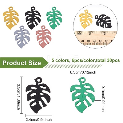 30Pcs 5 Colors Spray Painted Alloy Pendants FIND-BC0003-26-1