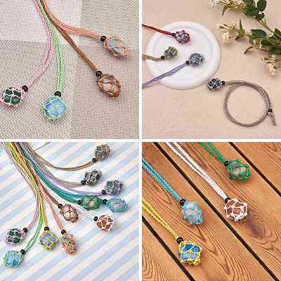 Braided Waxed Cotton Thread Cords Macrame Pouch Necklace Making AJEW-SW00018-1