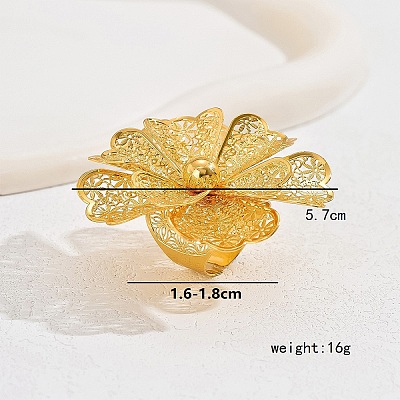 Elegant Middle Eastern Style Flower Iron Cuff Rings for Wedding Party RY8475-1