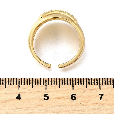 Brass Micro Pave Cubic Zirconia Adjustable Open Cuff Rings for Women RJEW-K292-11G-1