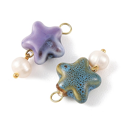 Handmade Porcelain & Natural Freshwater Pearl Pendants PALLOY-JF05926-1