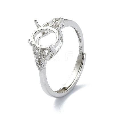 Adjustable 925 Sterling Silver Ring Components STER-K179-37P-1