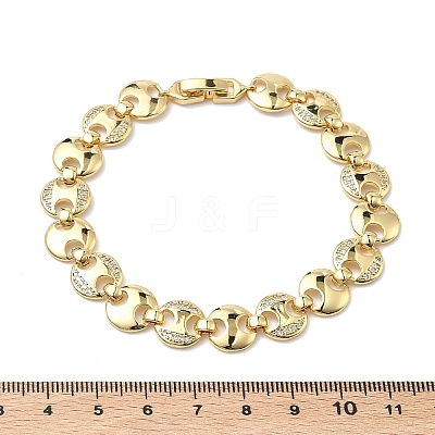 Clear Cubic Zirconia Flat Round Link Chains Bracelet BJEW-G773-06G-1