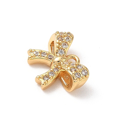 Brass Micro Pave Clear Cubic Zirconia Charms KK-D504-23C-G-1
