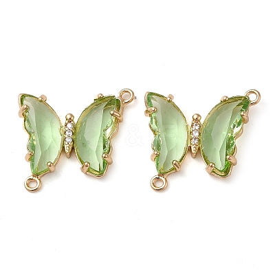 Brass Pave Faceted Glass Connector Charms X-FIND-Z020-04H-1