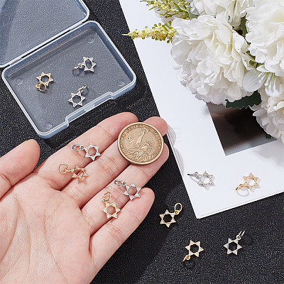 12Pcs 2 Colors Brass Micro Pave Clear Cubic Zirconia Charms KK-UN0004-16-1