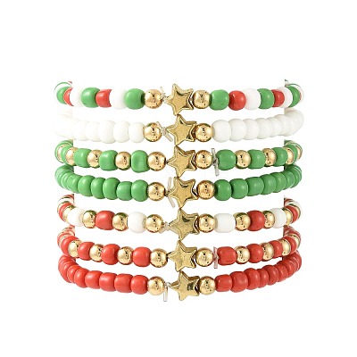 7Pcs Glass Seed Bead Bracelets BJEW-FS00031-1