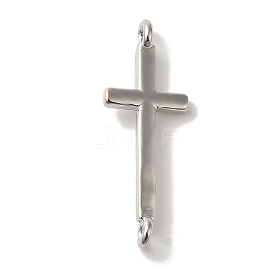 Rack Plating Brass Religion Cross Connector Charms Links KK-U027-04P-1
