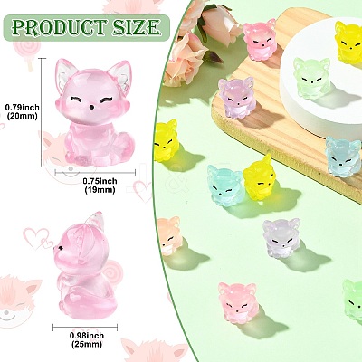 30Pcs 6 Colors Luminous Resin Fox Display Decoration CRES-CJ0001-81-1