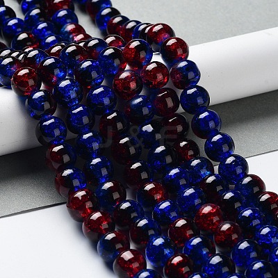 Spray Painted Crackle Glass Beads Strands X-CCG-Q002-10mm-12-1