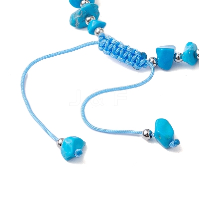 Synthetic Turquoise Beads with Natural Magnesite Anklet for Women AJEW-AN00576-02-1