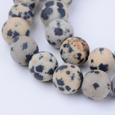 Natural Dalmatian Jasper Beads Strands X-G-Q462-8mm-05-1