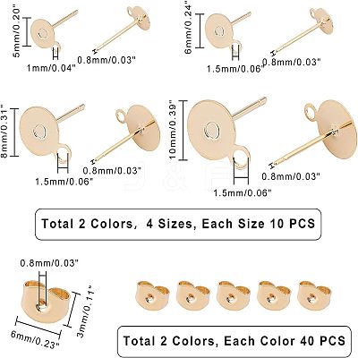 304 Stainless Steel Stud Earring Findings STAS-UN0015-23-1
