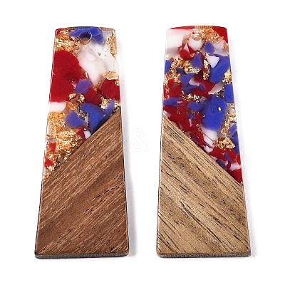 Opaque Resin & Walnut Wood Pendants RESI-T058-04G-1