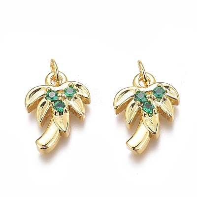 Brass Micro Pave Green Cubic Zirconia Charms LS-ZIRC-O035-14G-1