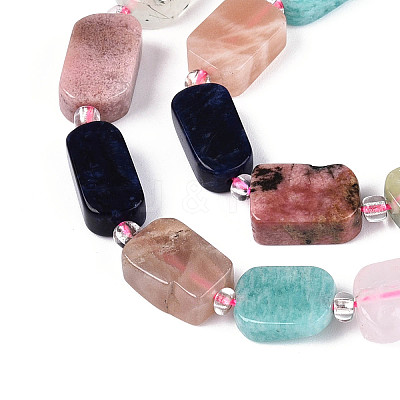 Natural Sodalite & Rhodonite & Prehnite & Amethyst & Rose Quartz & Flower Amazonite & Sunstone Beads Strands G-N358-02A-01-1