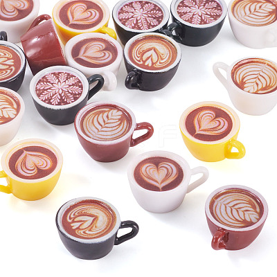 24Pcs 6 Colors Resin Coffee Cup Model Ornaments AJEW-TA0002-82-1