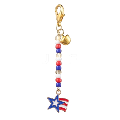 3Pcs Independence Day Alloy Enamel Pendant Decorations HJEW-MZ00045-1