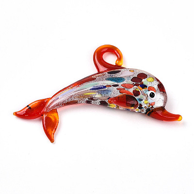 Handmade Silver Foil Lampwork Big Pendants LAMP-T023-13-1