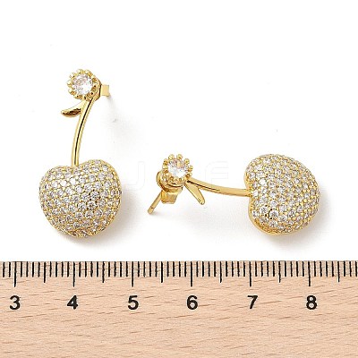 Cherry Brass Micro Pave Cubic Zirconia Stud Earrings EJEW-M077-12G-02-1