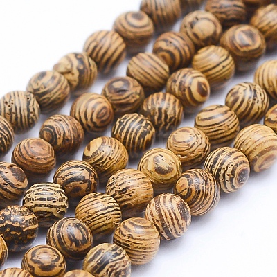 Natural Wenge Wood Beads Strands WOOD-P011-05-10mm-1