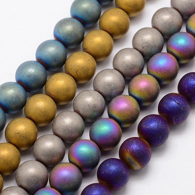 Electroplate Non-magnetic Synthetic Hematite Beads Strands G-R363-6mm-M-1